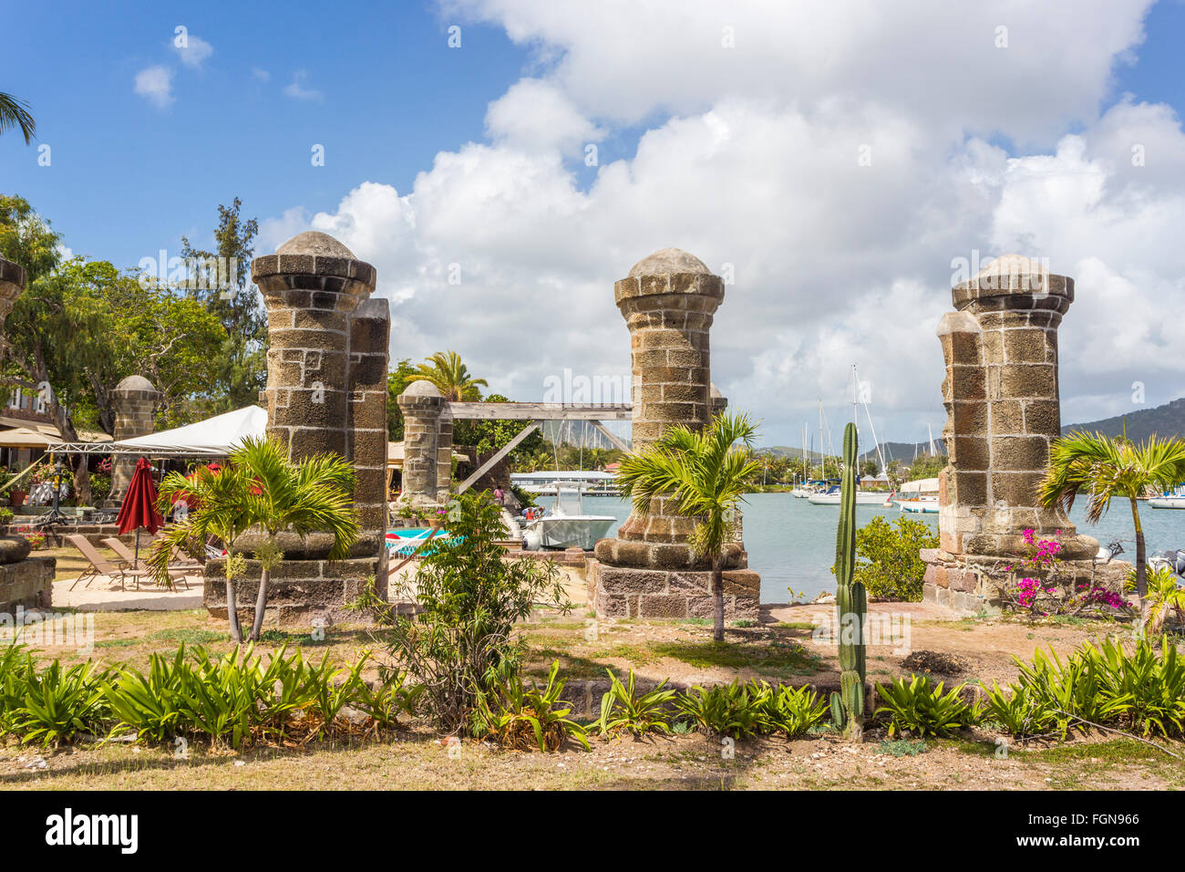 Boat House pillars at Nelson's Dockyard, English Harbour, south Antigua