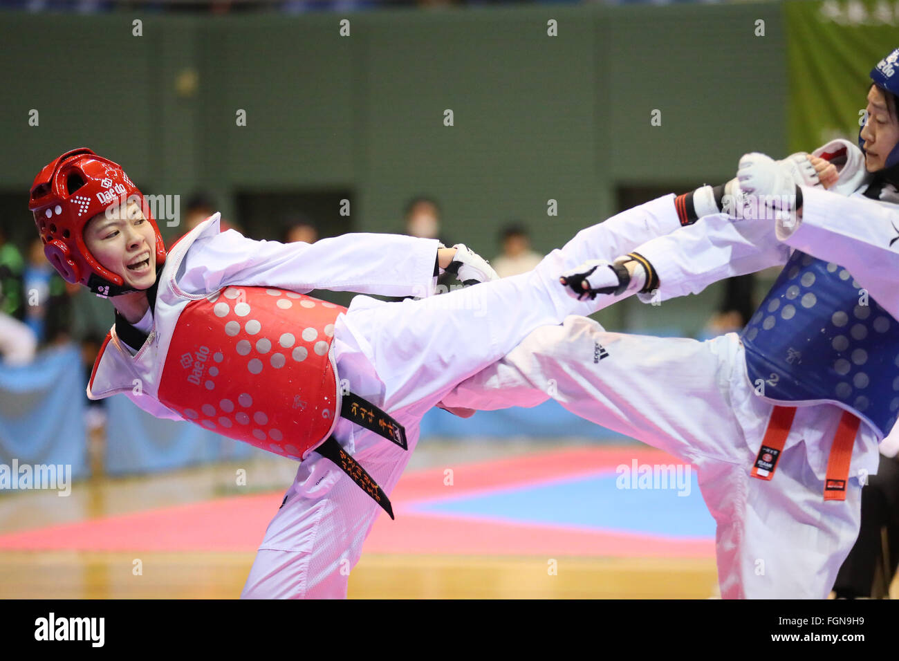 Komazawa Gymnasium, Tokyo, Japan. 21st Feb, 2016. Ruka Kishida, FEBRUARY 21, 2016 - Taekwondo : All Japan Taekwondo Championship Women's -46kg at Komazawa Gymnasium, Tokyo, Japan. © YUTAKA/AFLO SPORT/Alamy Live News Stock Photo