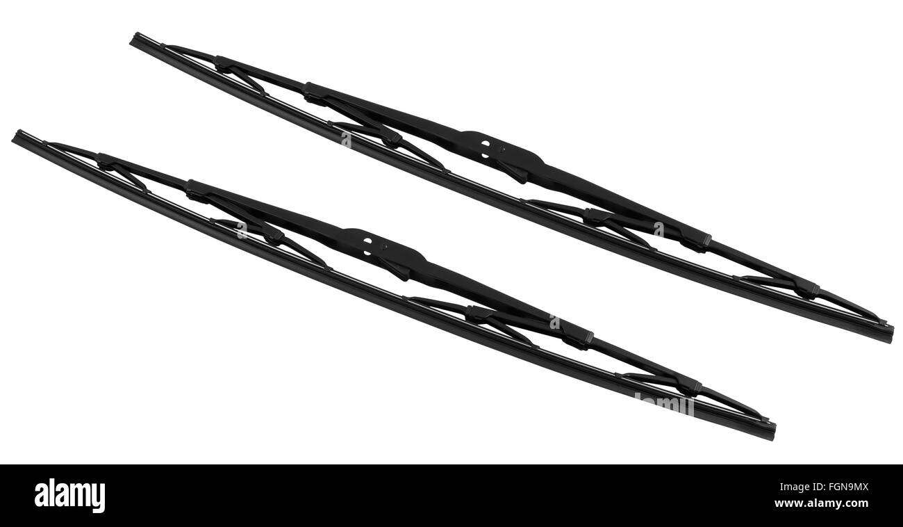 Pair of car wipers isolated on white background with clipping path