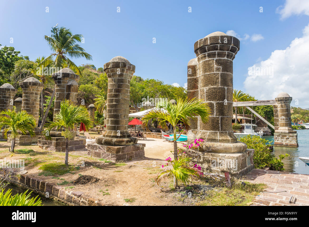 Boat House pillars at Nelson's Dockyard, English Harbour, south Antigua