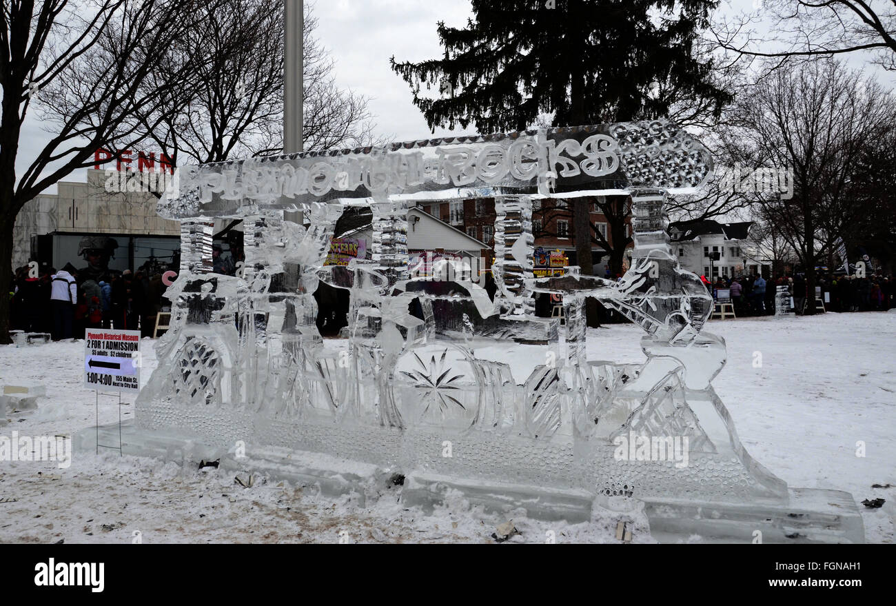 PLYMOUTH, MI JANUARY 11 “Plymouth Rocks” sculpture highlights the