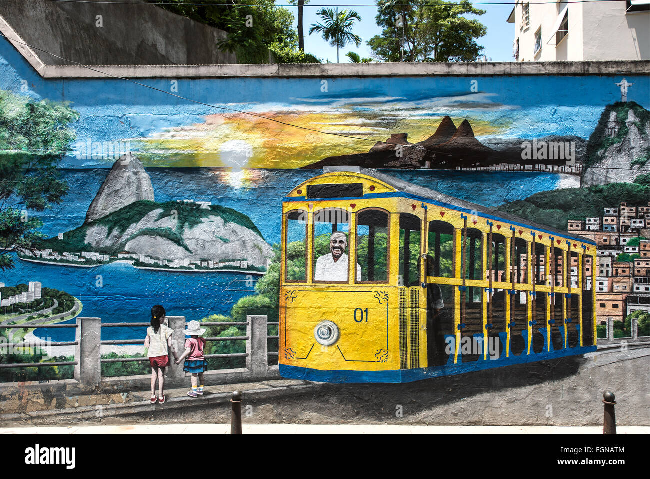 Colorful street art  in the Santa Teresa neighborhood, Rio de Janeiro, Brazil Stock Photo