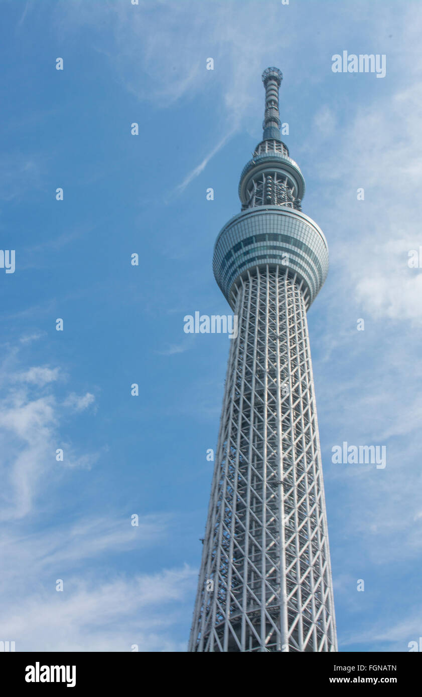 Tokyo Japan Tokyo Skytree tallest free standing radio tower in the world with radio and phone sensors Stock Photo