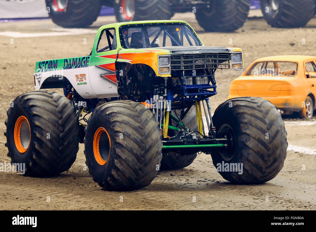New Orleans, LA, USA. 20th Feb, 2016. Storm Damage monster truck in