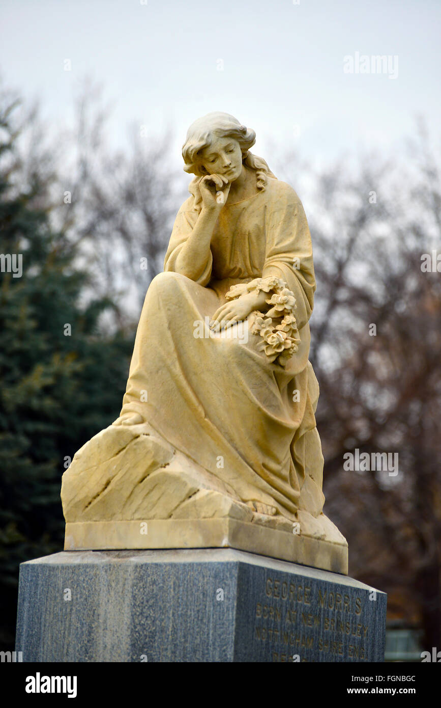 Monuments, and Christian symbols at Utah cemetery Stock Photo
