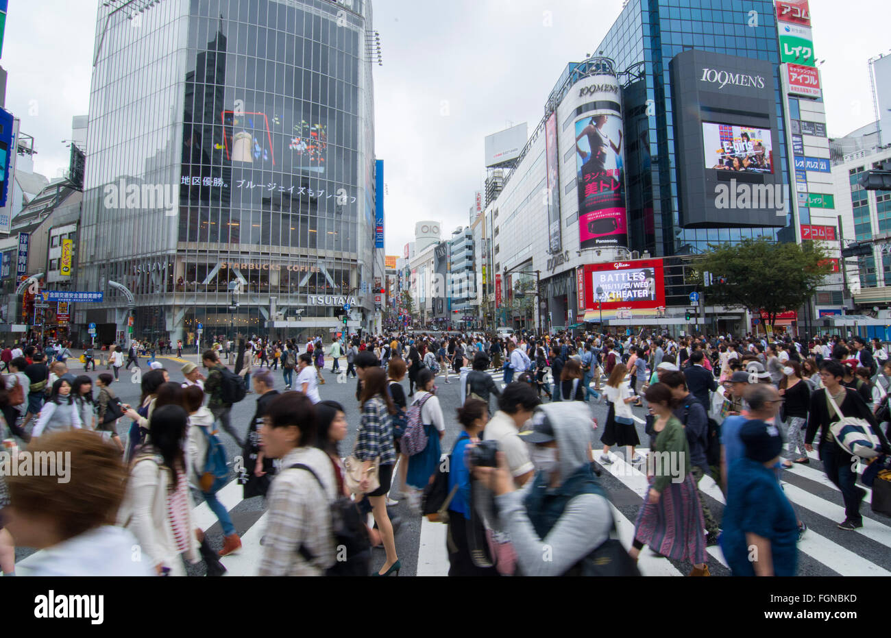 Timelapse of crowds of people crossing roads in Shibuya district