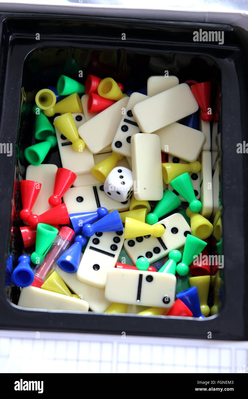 Mixture of board games stones and dice Stock Photo Alamy