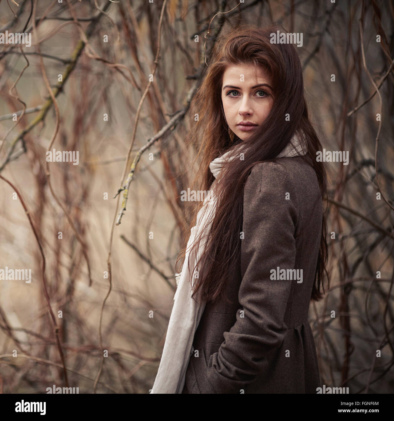 young beautiful girl with long hair Stock Photo - Alamy
