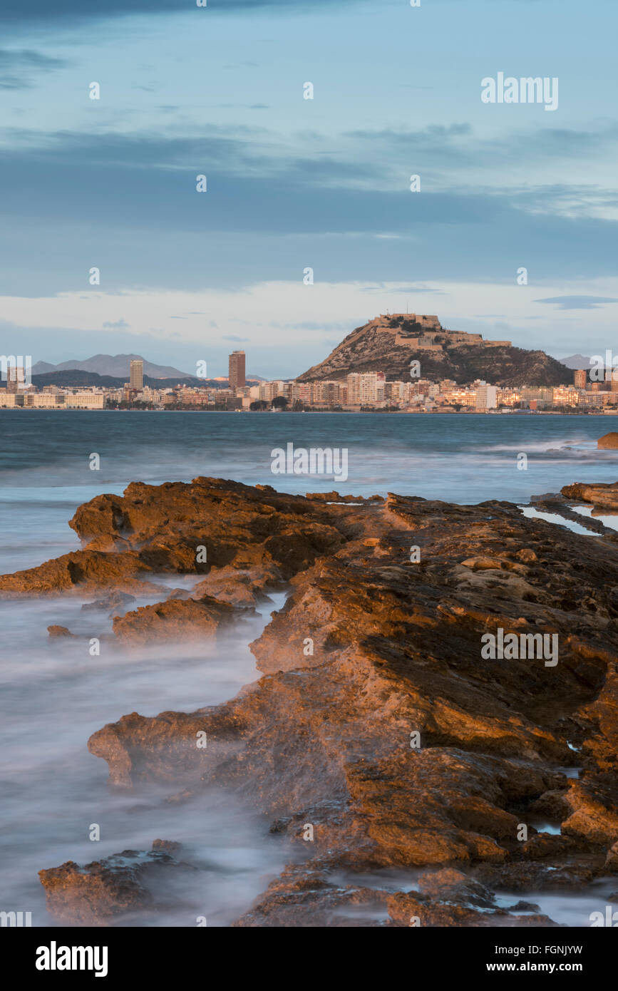 Cabo de las Huertas rocky shore,Alicante, spain Stock Photo