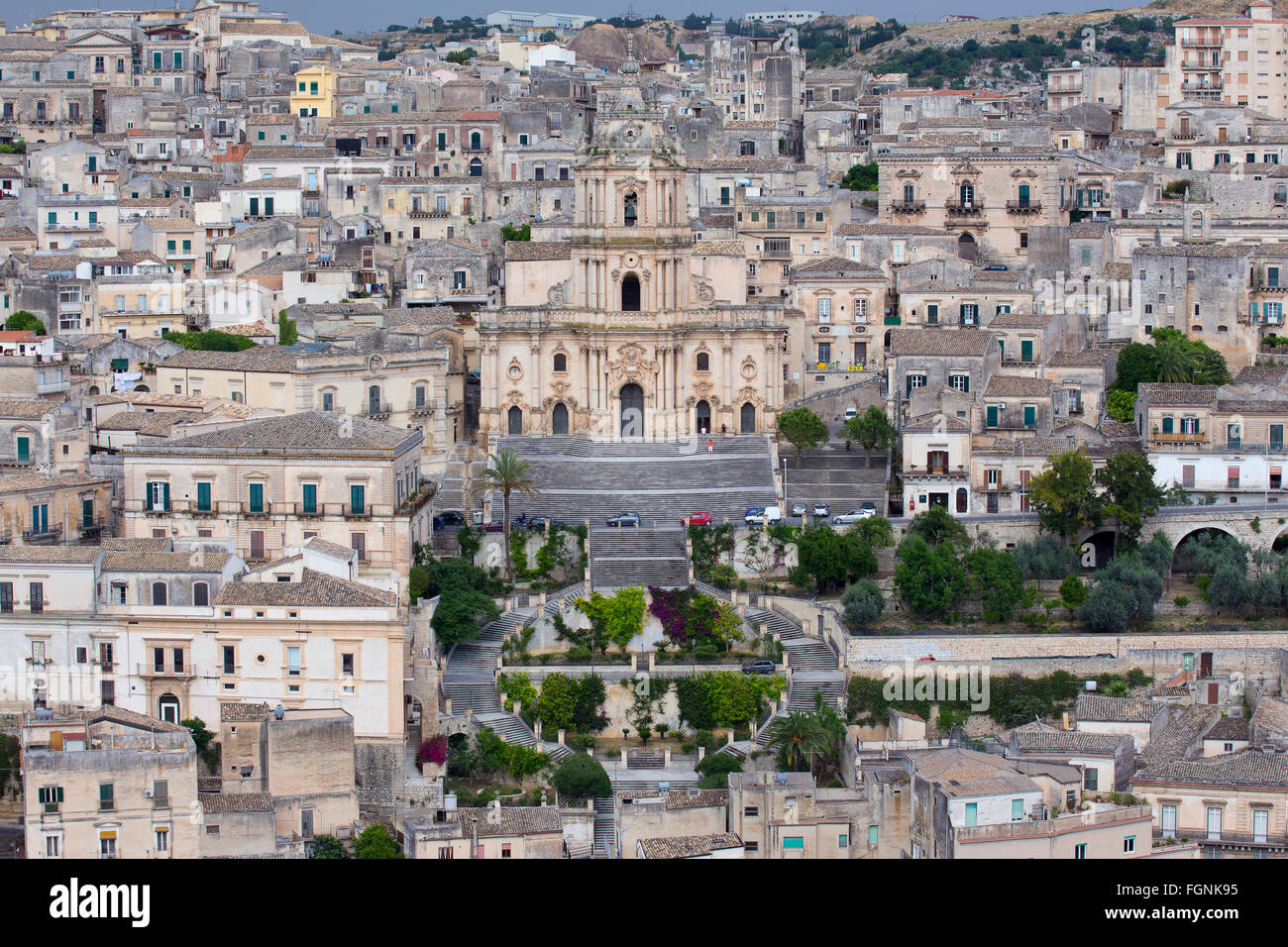 Historic centre with Duomo di San Giorgio, Modica, Sicily, Italy Stock Photo