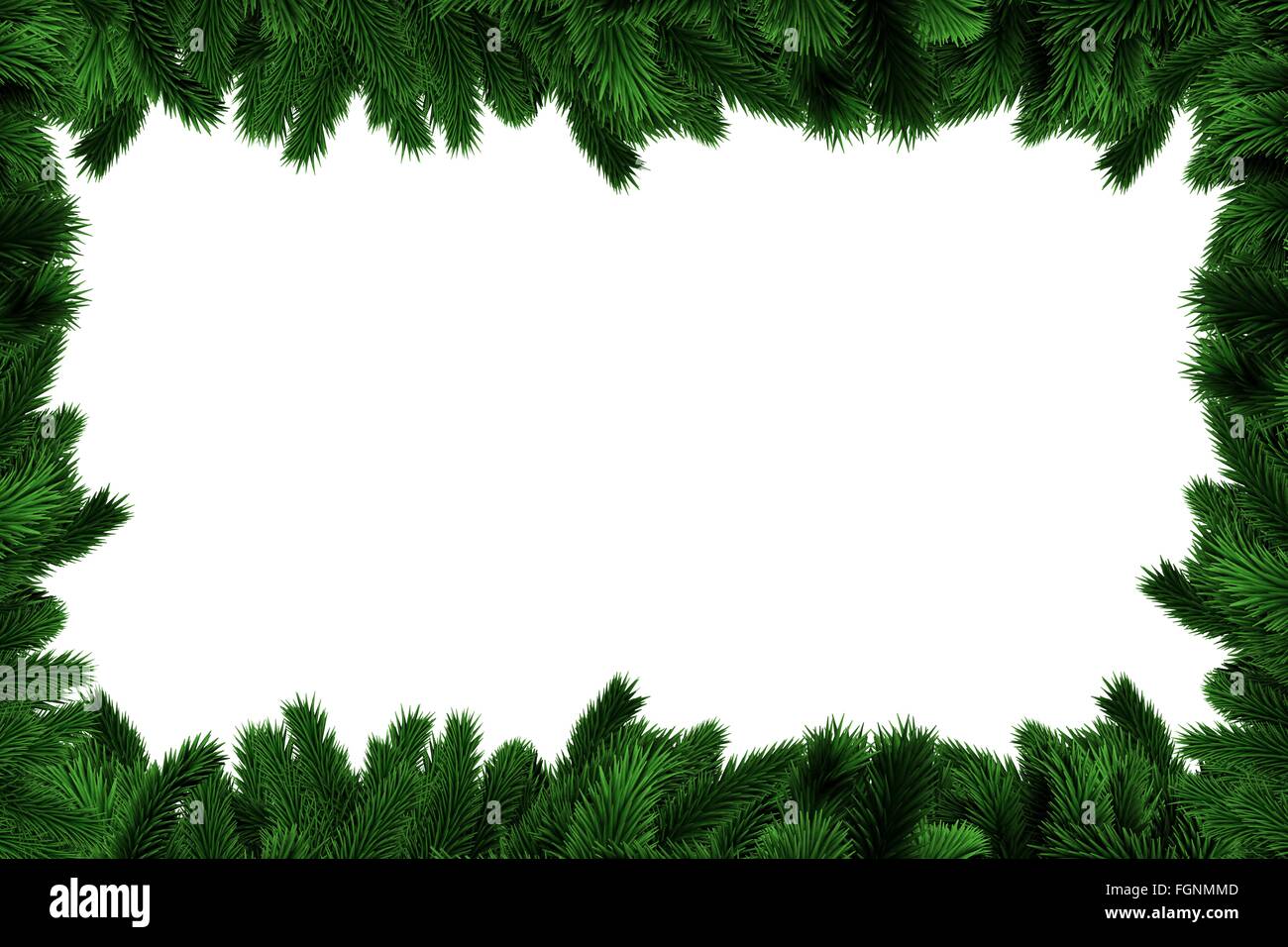 Fir tree branches forming frame Stock Photo - Alamy