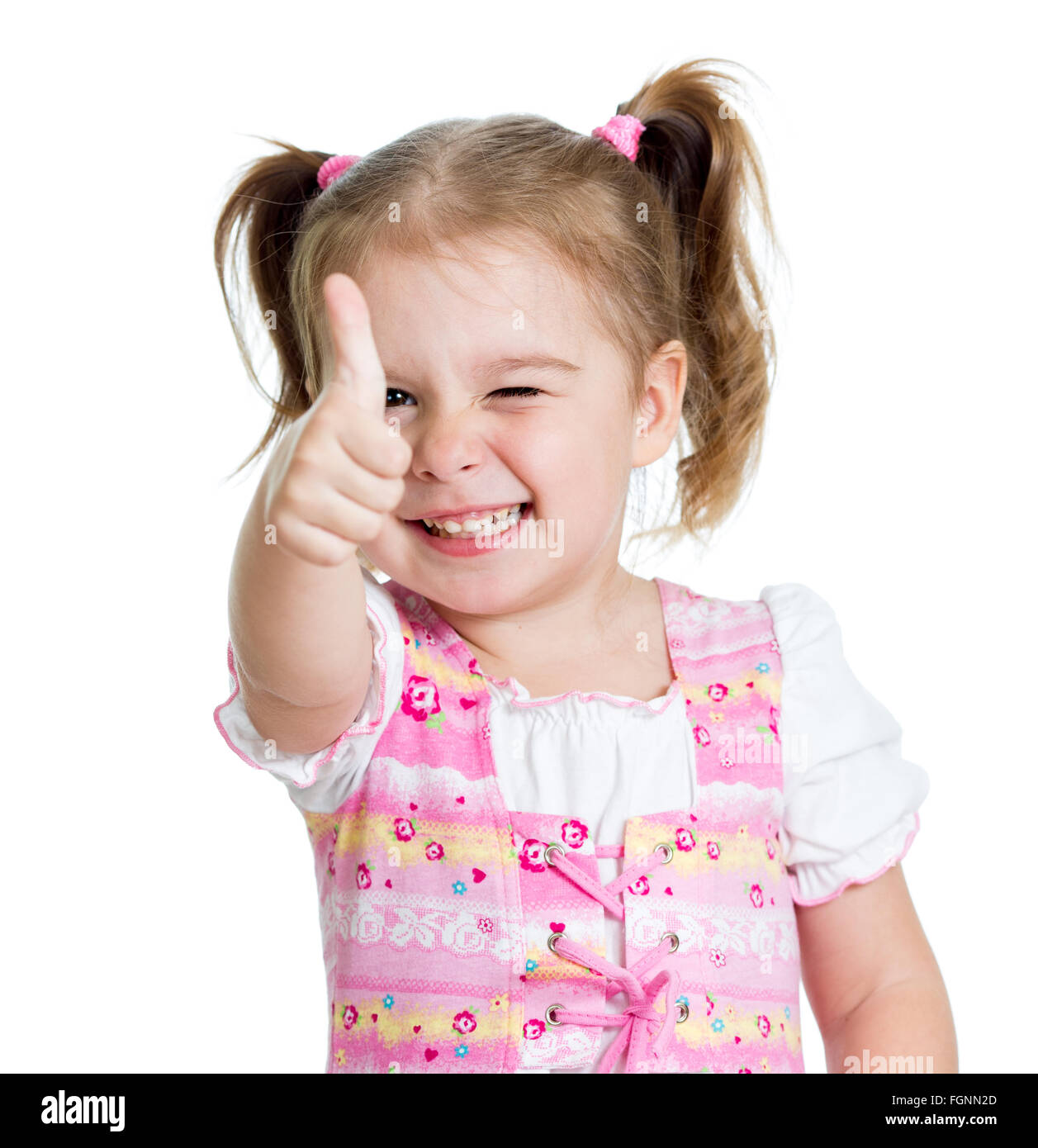 Funny little girl giving you thumbs up Stock Photo Alamy