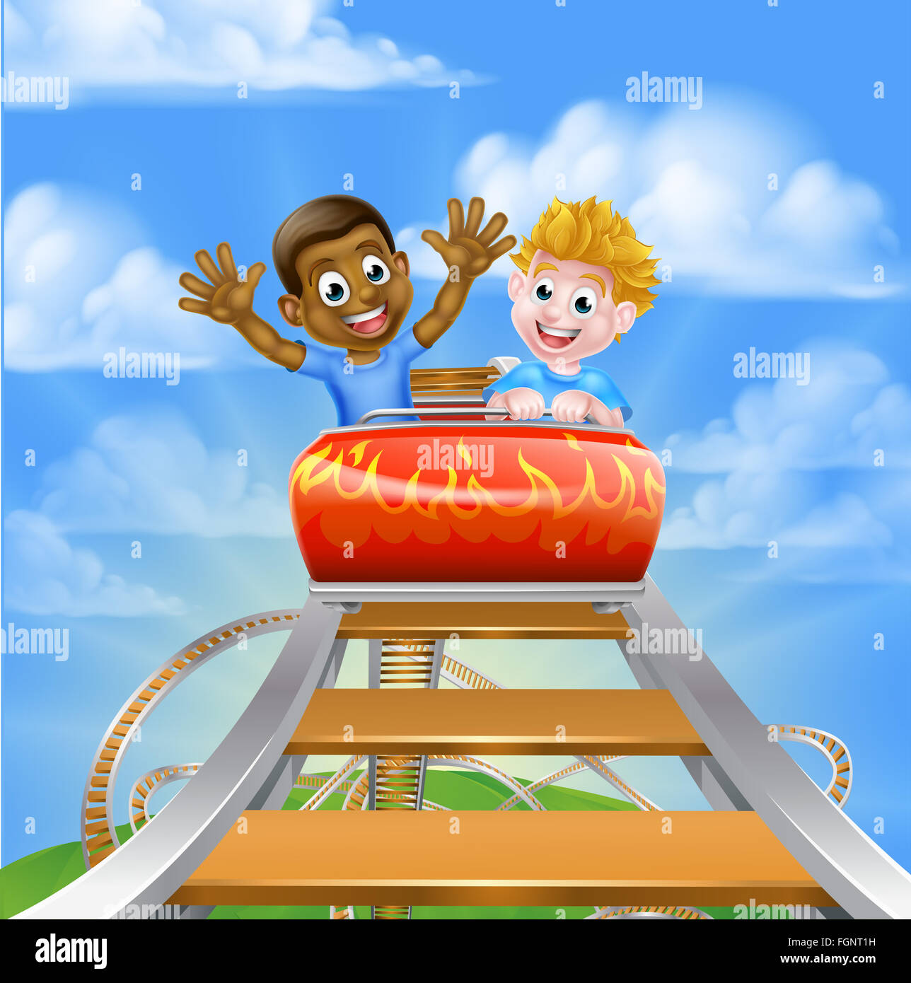 Roller coaster cartoon hi-res stock photography and images - Alamy