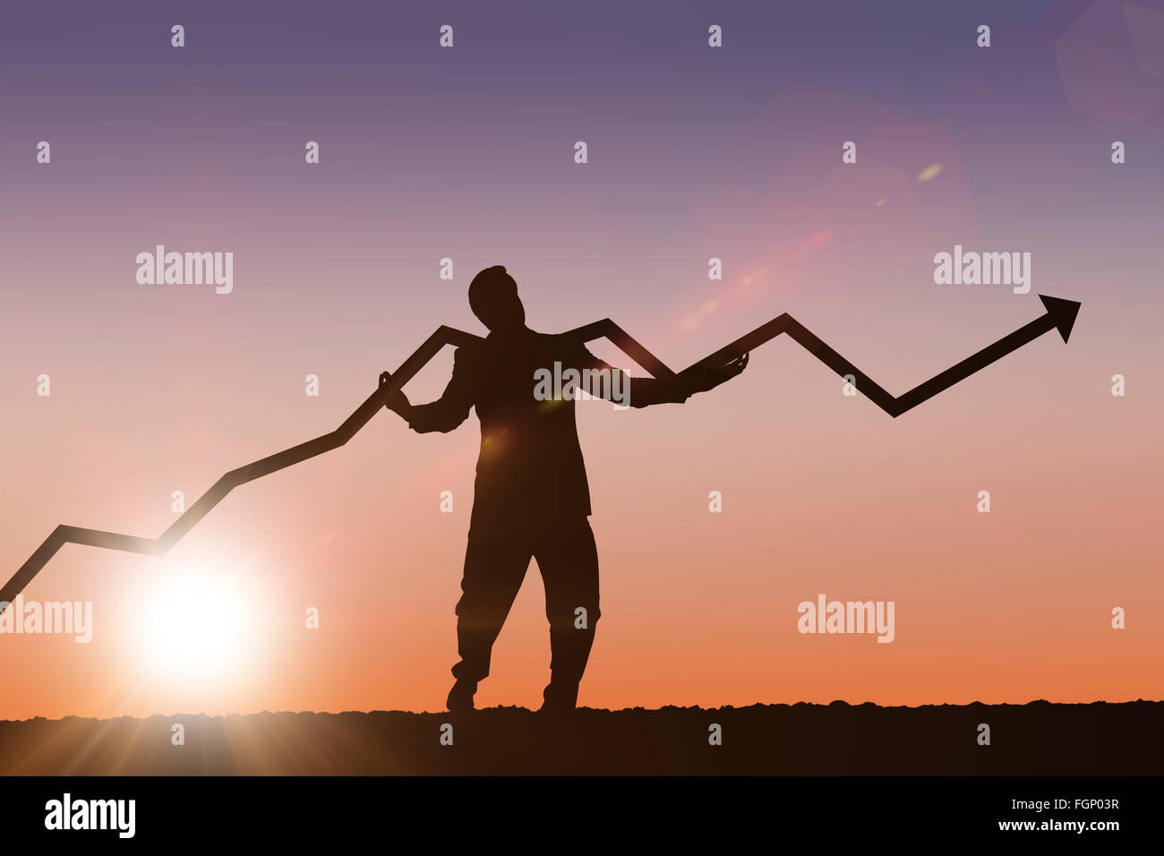 Composite image of businessman with arrow Stock Photo - Alamy