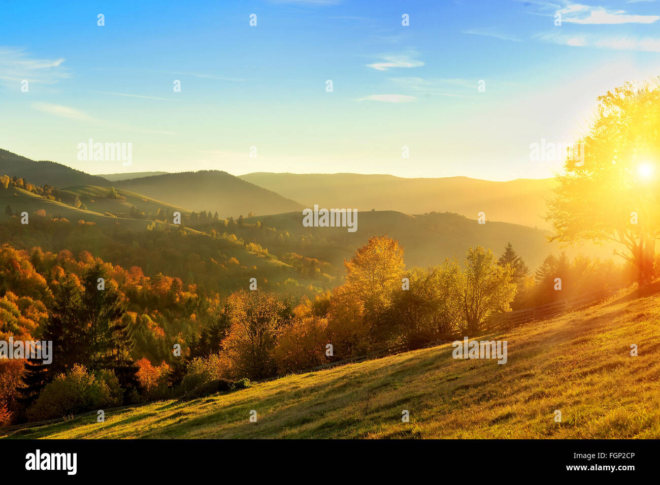Mountain autumn landscape with colorful forest Stock Photo - Alamy