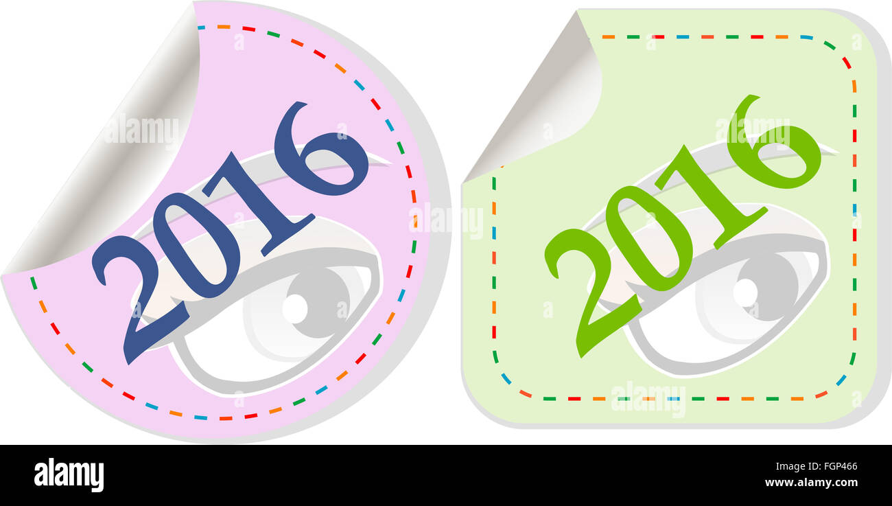 2016 new year symbol, icons or button set isolated on white background ...