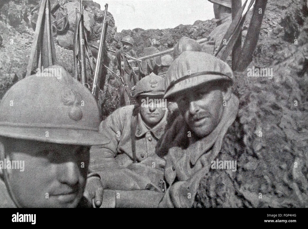 Battle of Verdun 1916 - Soldiers in a trench Stock Photo