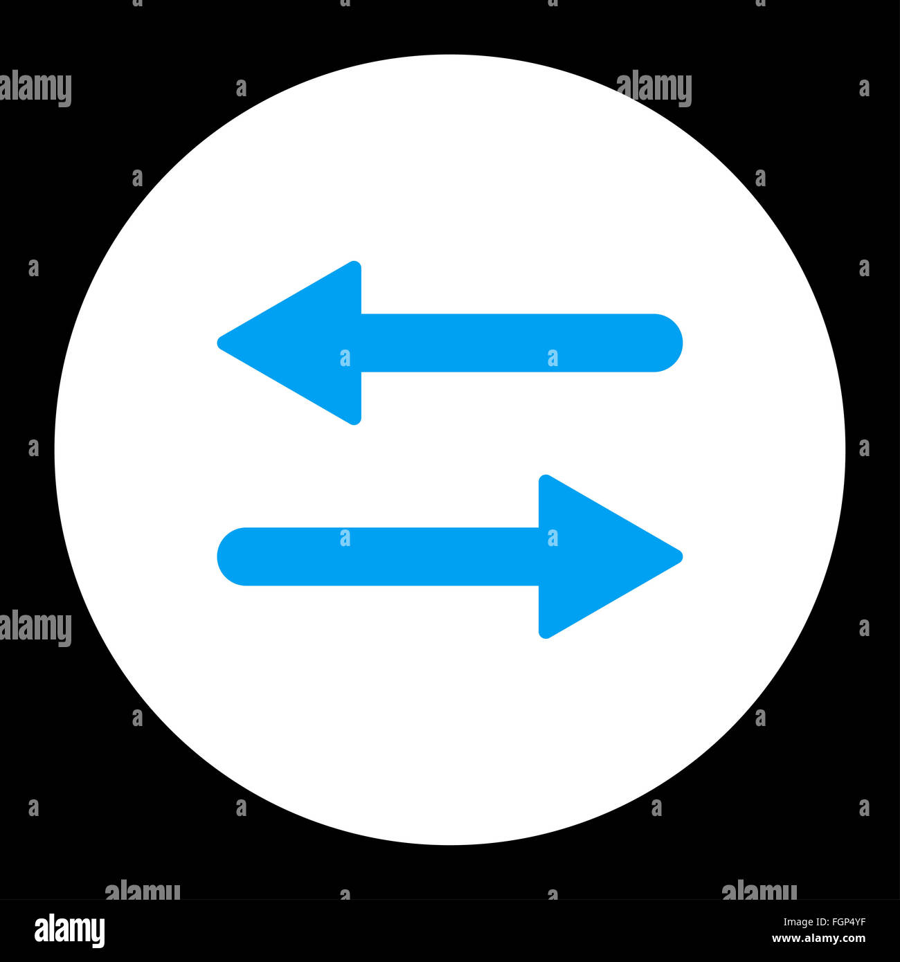 Arrows Exchange Horizontal flat blue and white colors round button ...