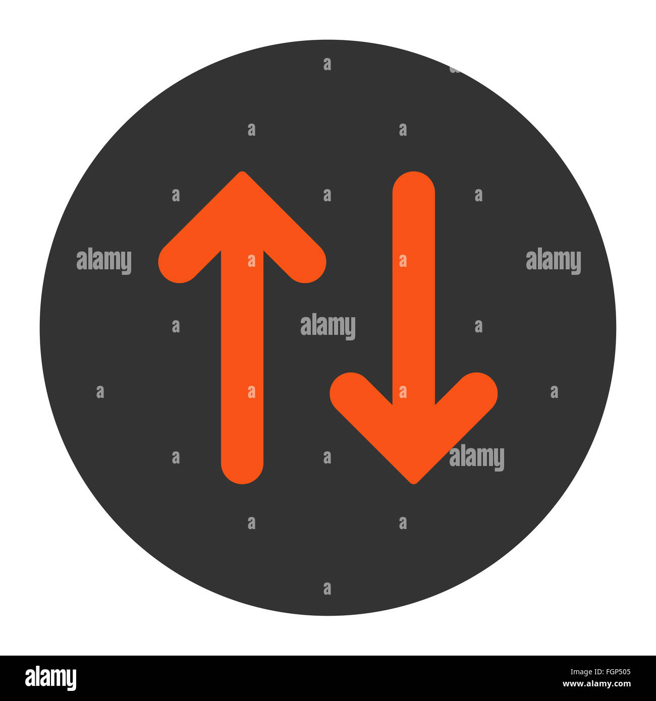 Flip flat orange and gray colors round button Stock Photo - Alamy