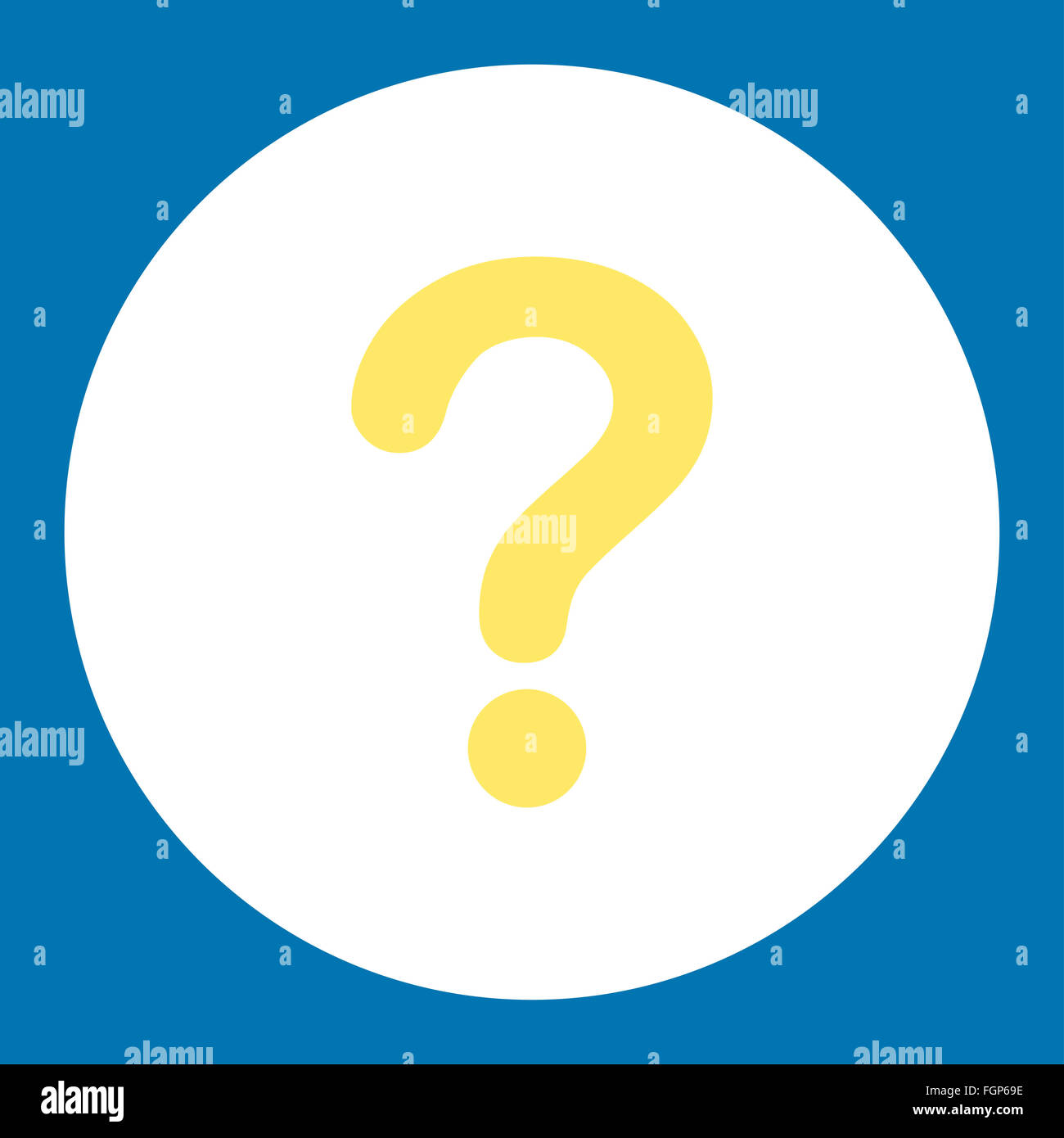 Question flat yellow and white colors round button Stock Photo - Alamy