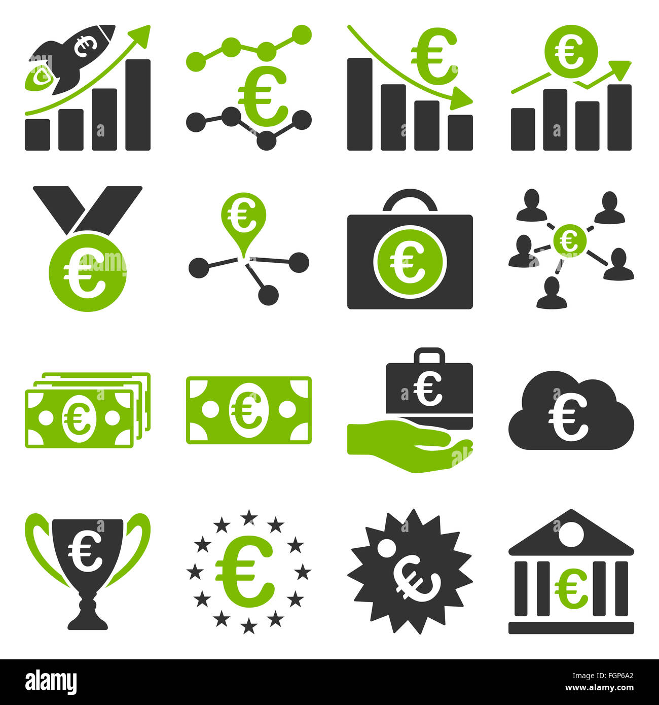 Euro banking business and service tools icons Stock Photo