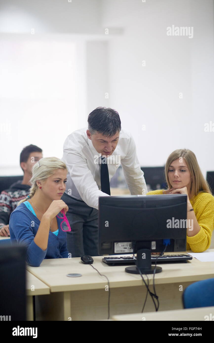 students with teacher in computer lab classrom Stock Photo - Alamy