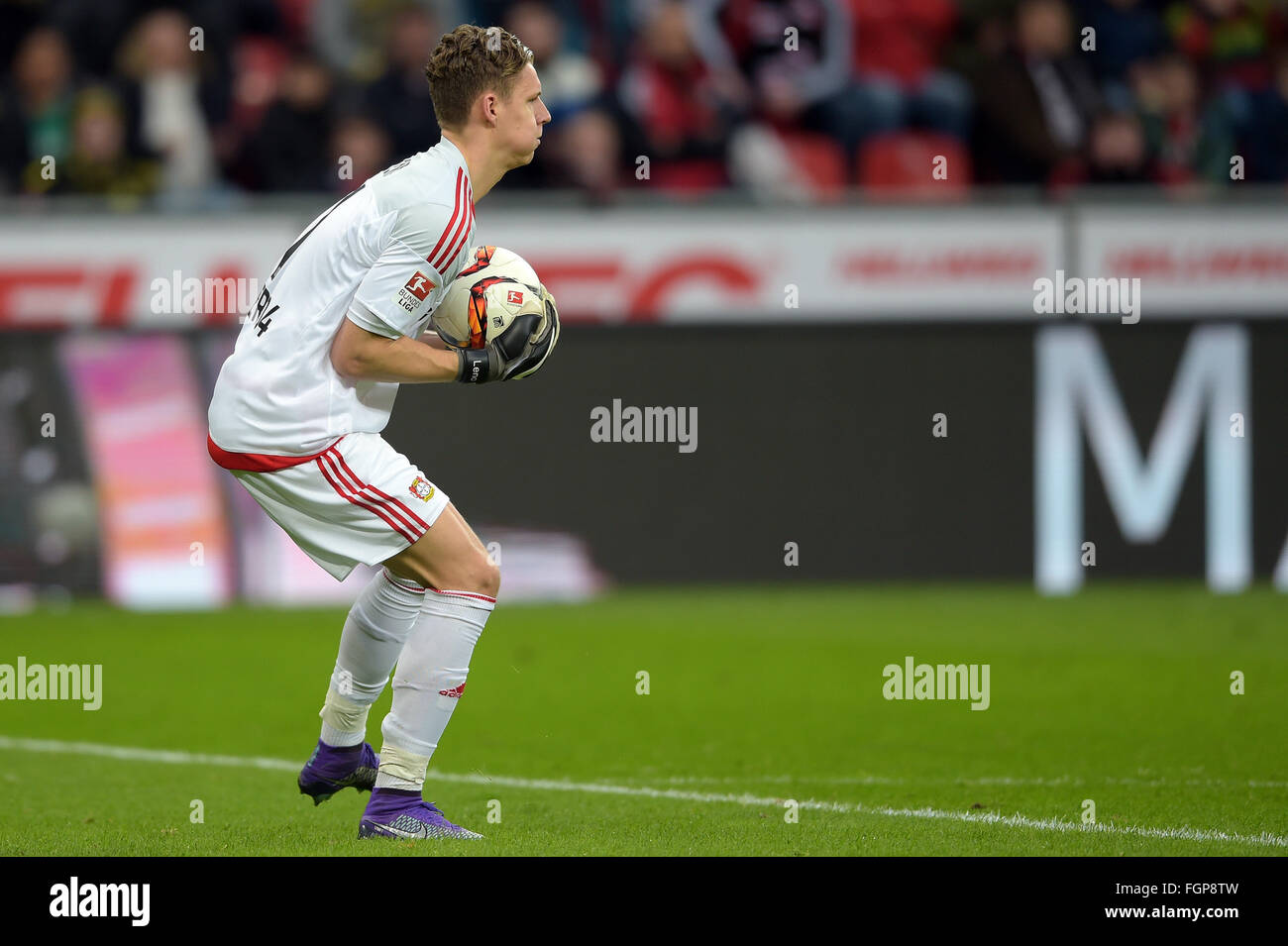 Leverkusen, Germany. 21st Feb, 2016. Leverkusen's goalkeeper Bernd Leno
