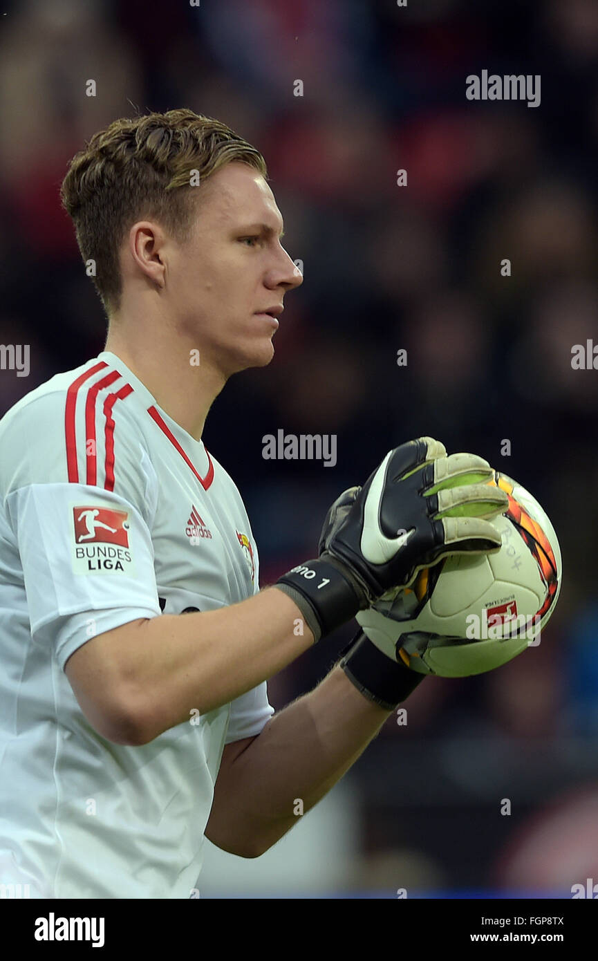 Leverkusen, Germany. 21st Feb, 2016. Leverkusen's goalkeeper Bernd Leno