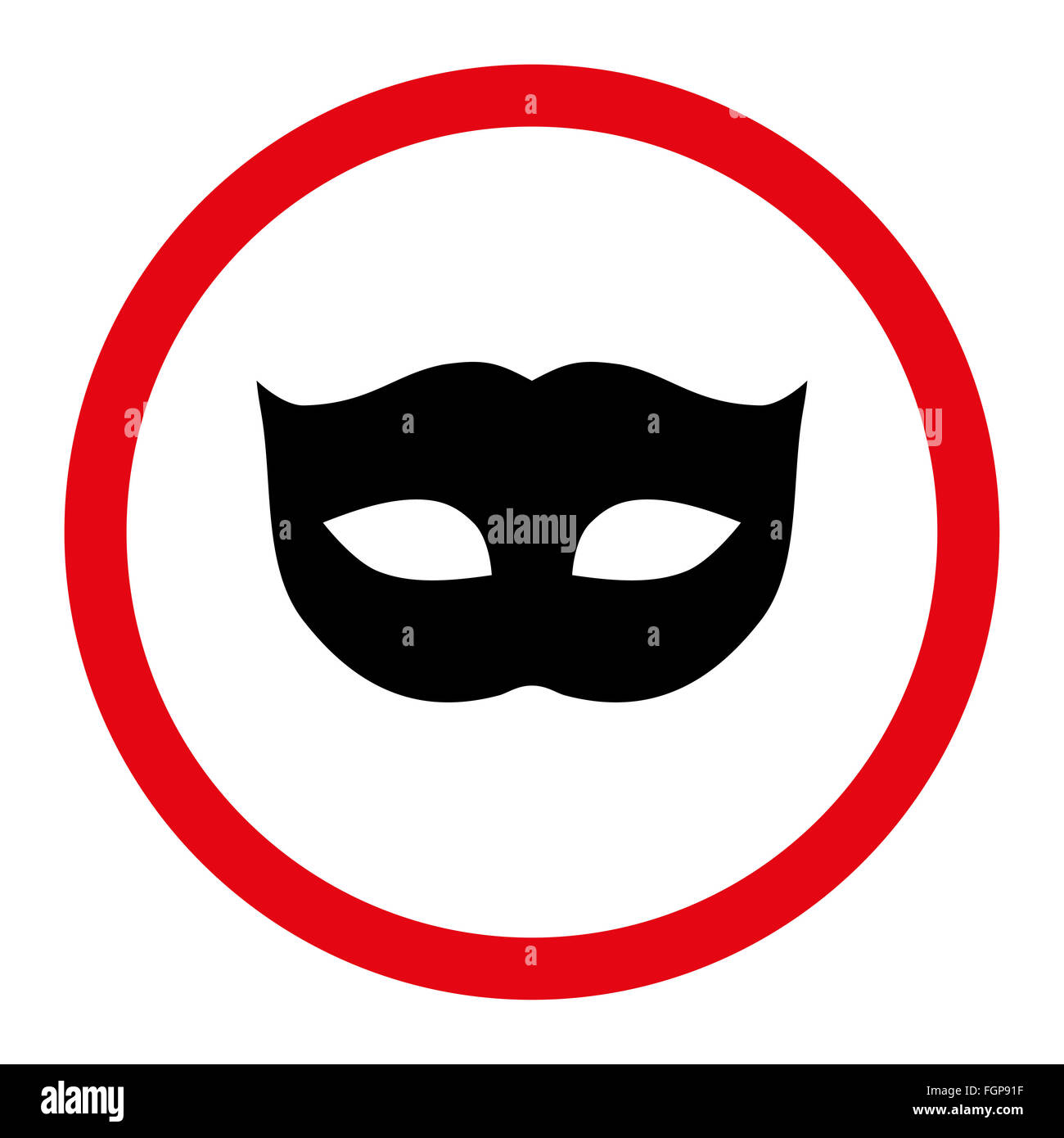 Privacy Mask flat intensive red and black colors rounded vector icon ...