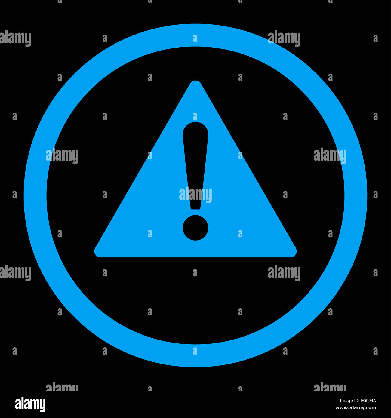 Warning flat blue color rounded raster icon Stock Photo - Alamy