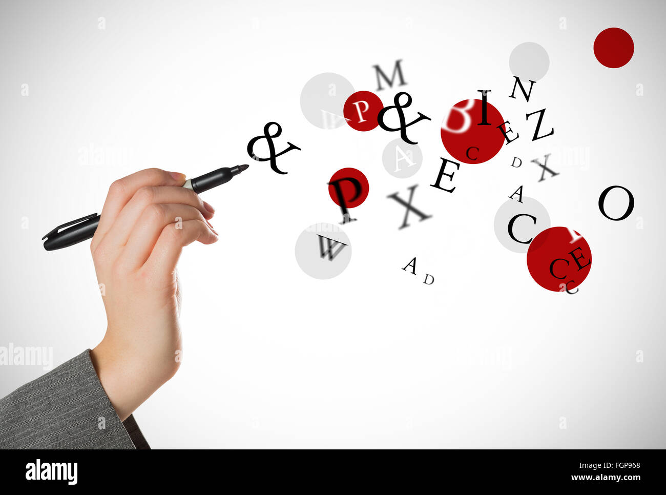Composite image of businesswomans hand writing with marker Stock Photo ...