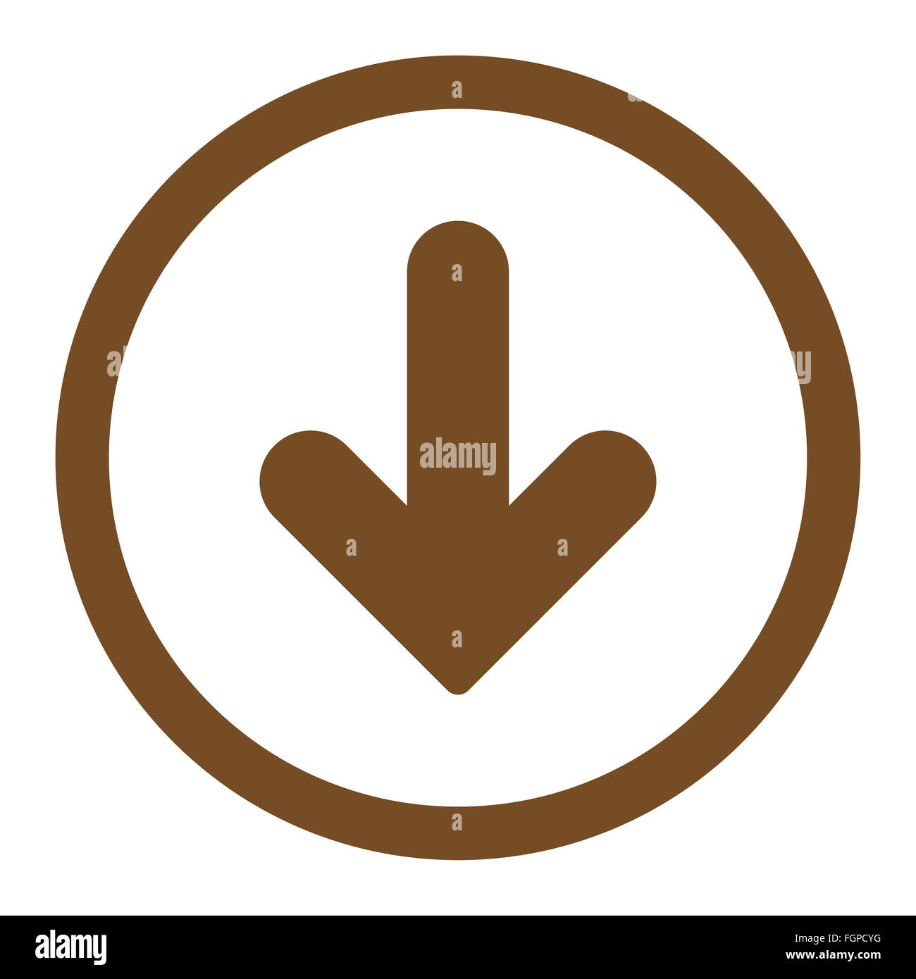 Arrow Down flat brown color rounded vector icon Stock Photo - Alamy