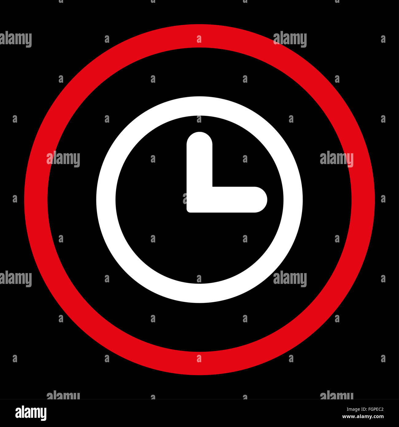 Clock flat red and white colors rounded vector icon Stock Photo - Alamy