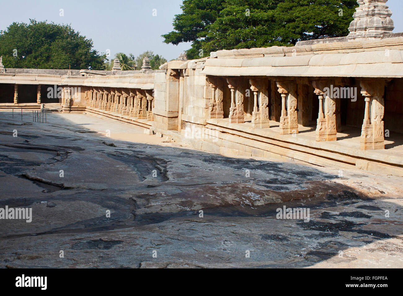 Courtyard surrounding the Virabhadra temple . Lepakshi, Anantapur District, Andhra Pradesh, India Stock Photo