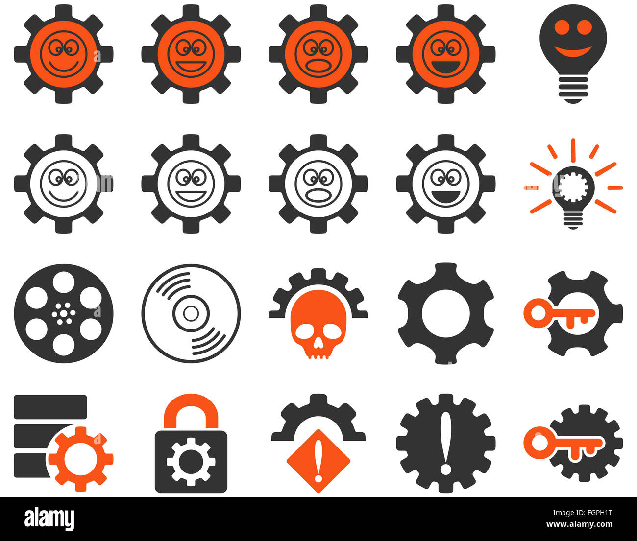 Tools and Smile Gears Icons Stock Photo - Alamy
