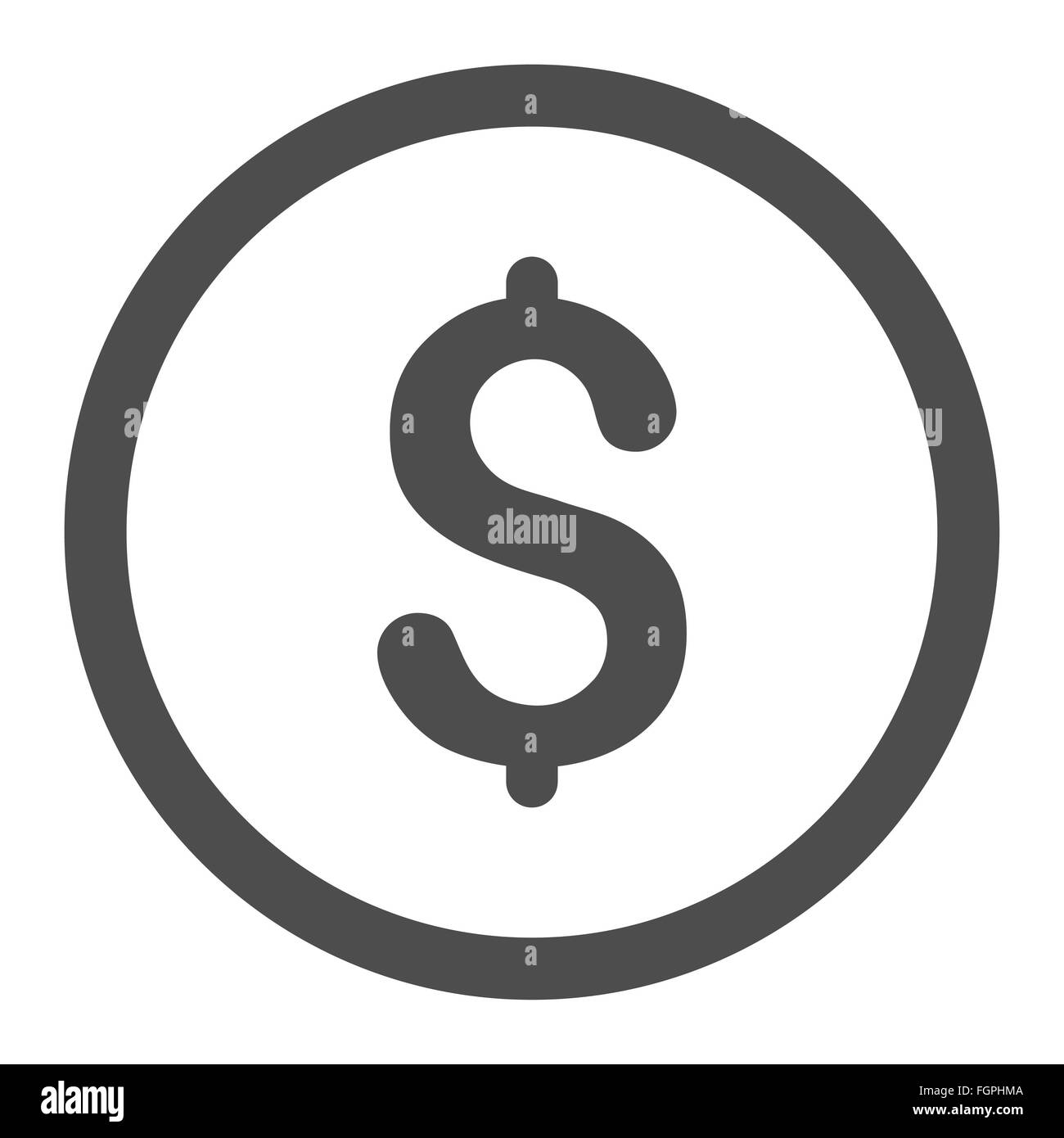 Dollar flat gray color rounded raster icon Stock Photo