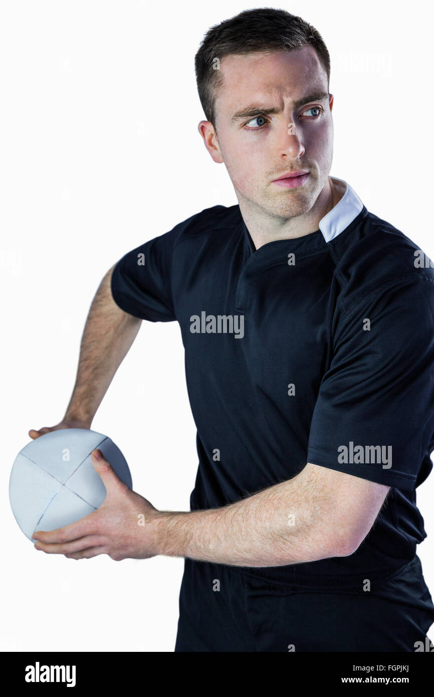Rugby player about to throw a rugby ball Stock Photo Alamy