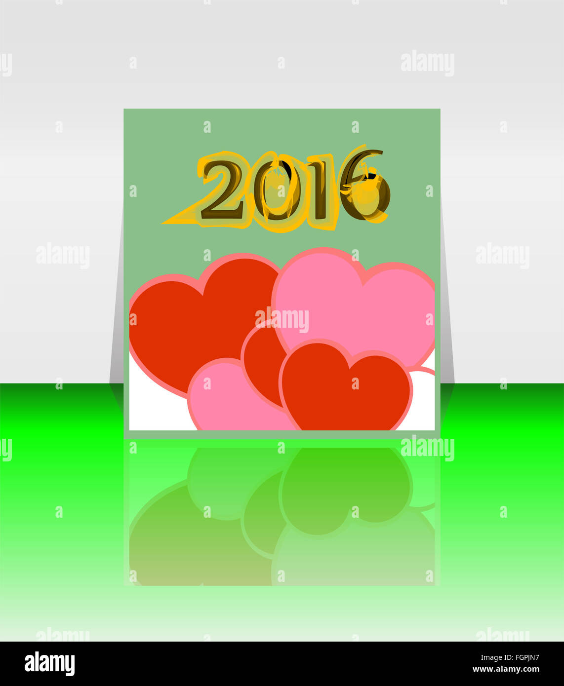 happy new year 2016 word on blank note book with red heart shape