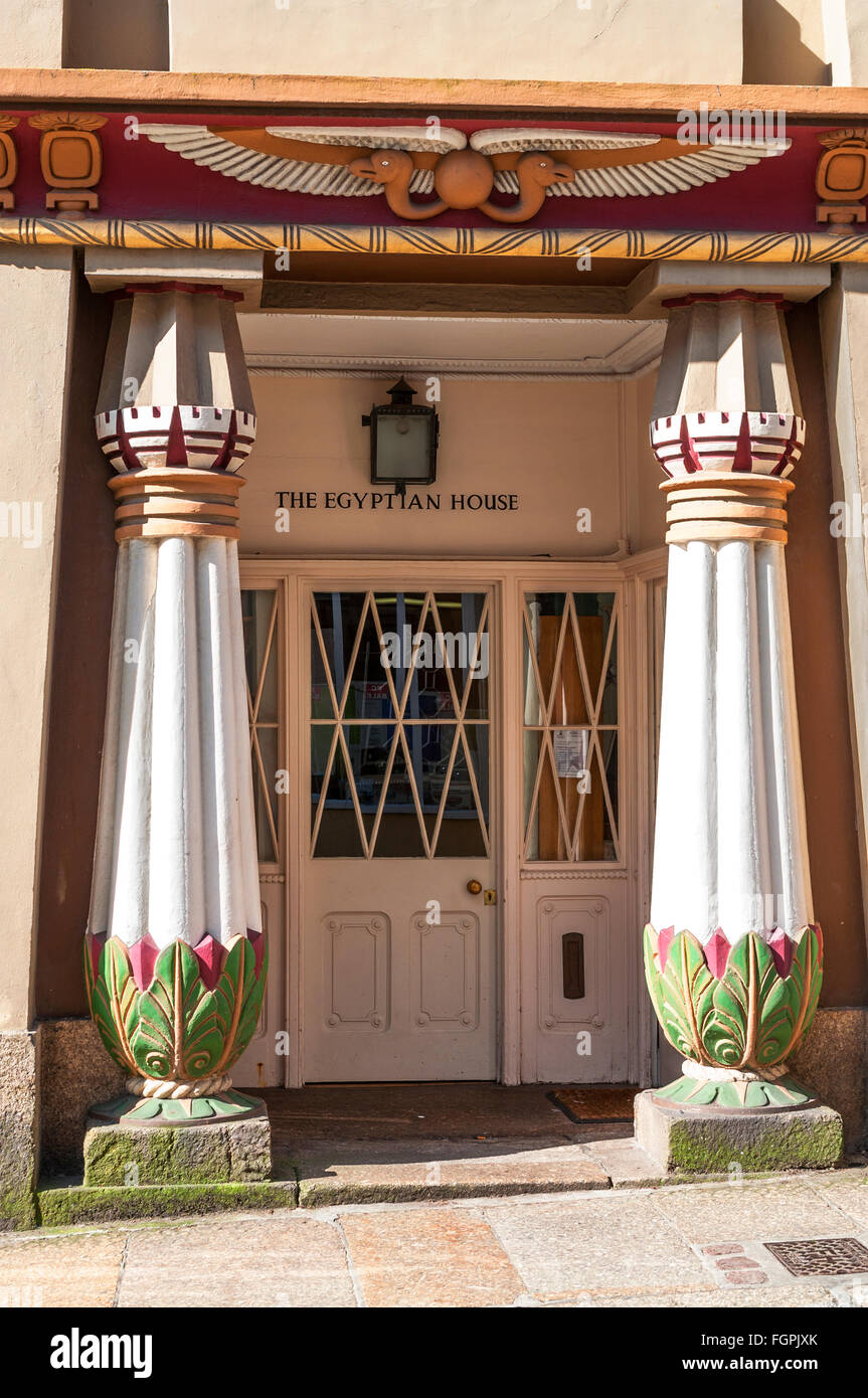 The entrance door to the Egyptian house in Penzance, Cornwall, UK Stock Photo