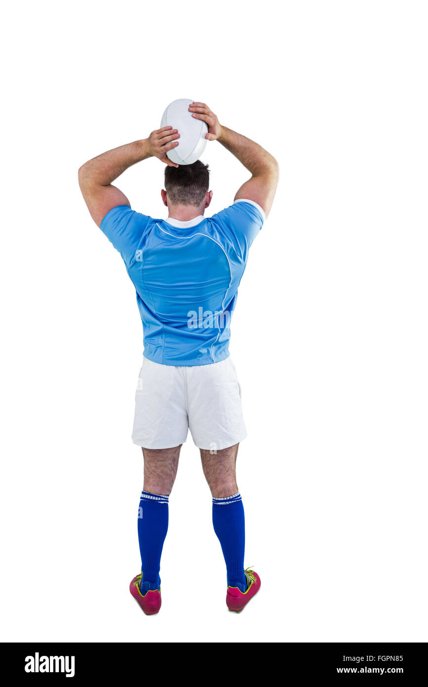 Rugby player throwing the ball Stock Photo Alamy