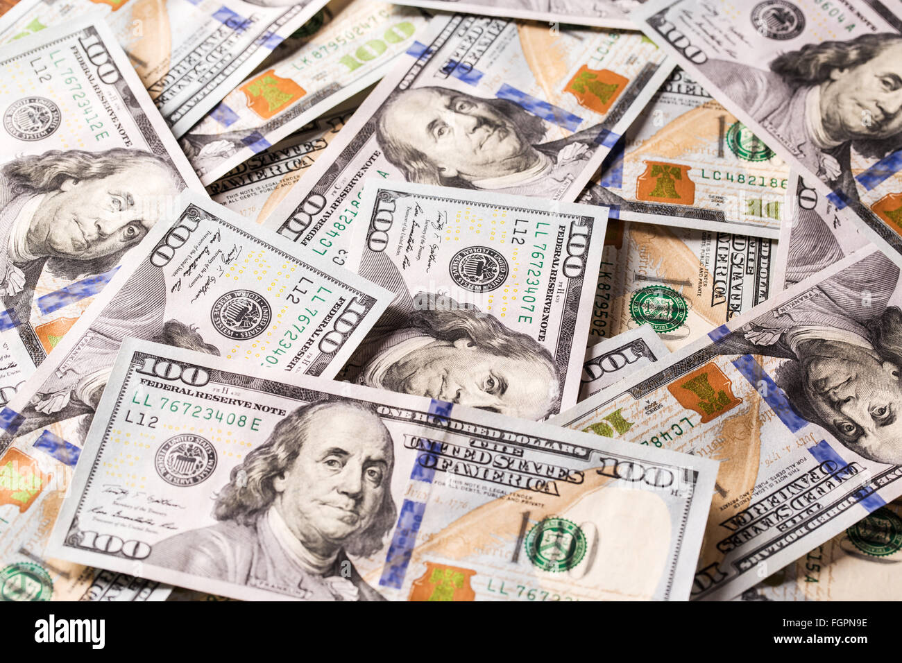 Background with money american hundred dollar bills Stock Photo