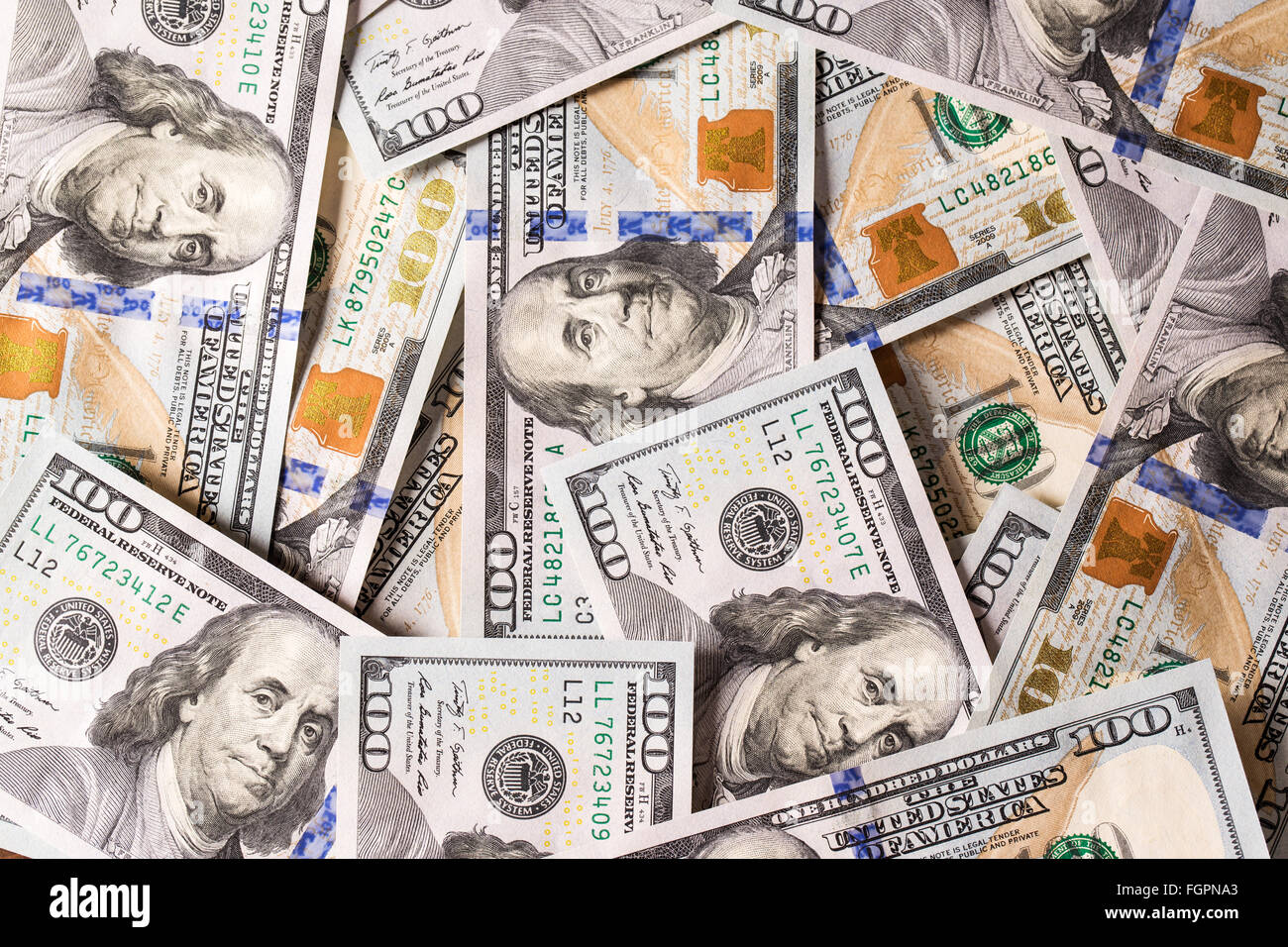 Background with money american hundred dollar bills Stock Photo