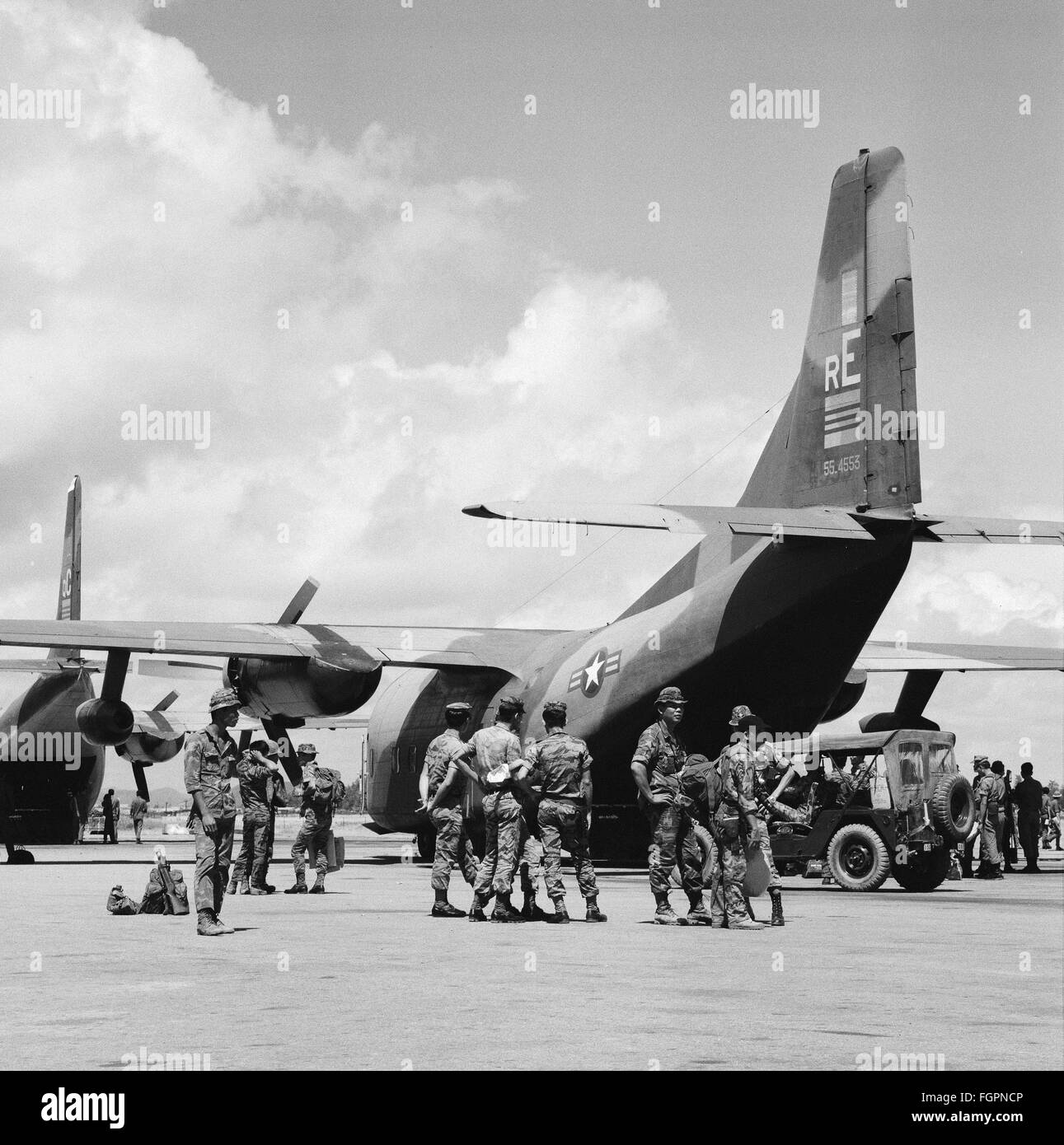 Vietnam War, South Vietnamese soldiers waiting for departure at Hue Airfield, 1972, Additional-Rights-Clearences-Not Available Stock Photo