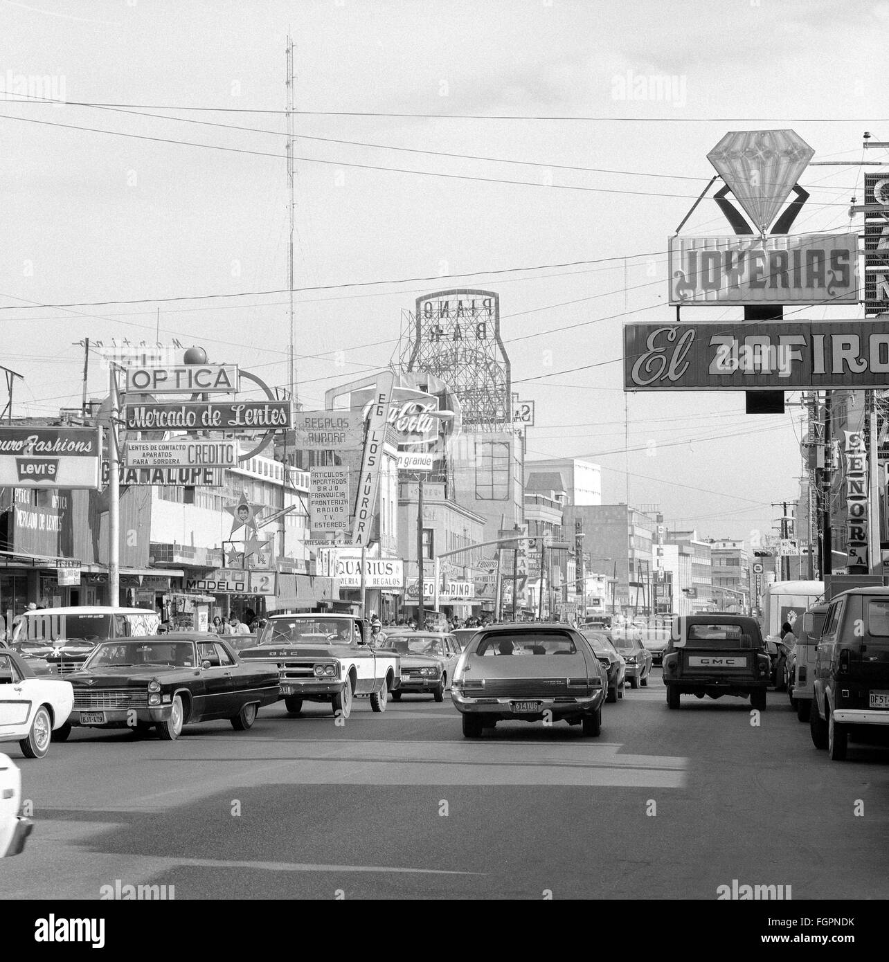 geography / travel, Mexico, Ciudad Juarez, street scene, main street '16th semptember', circa 1972, Additional-Rights-Clearences-Not Available Stock Photo