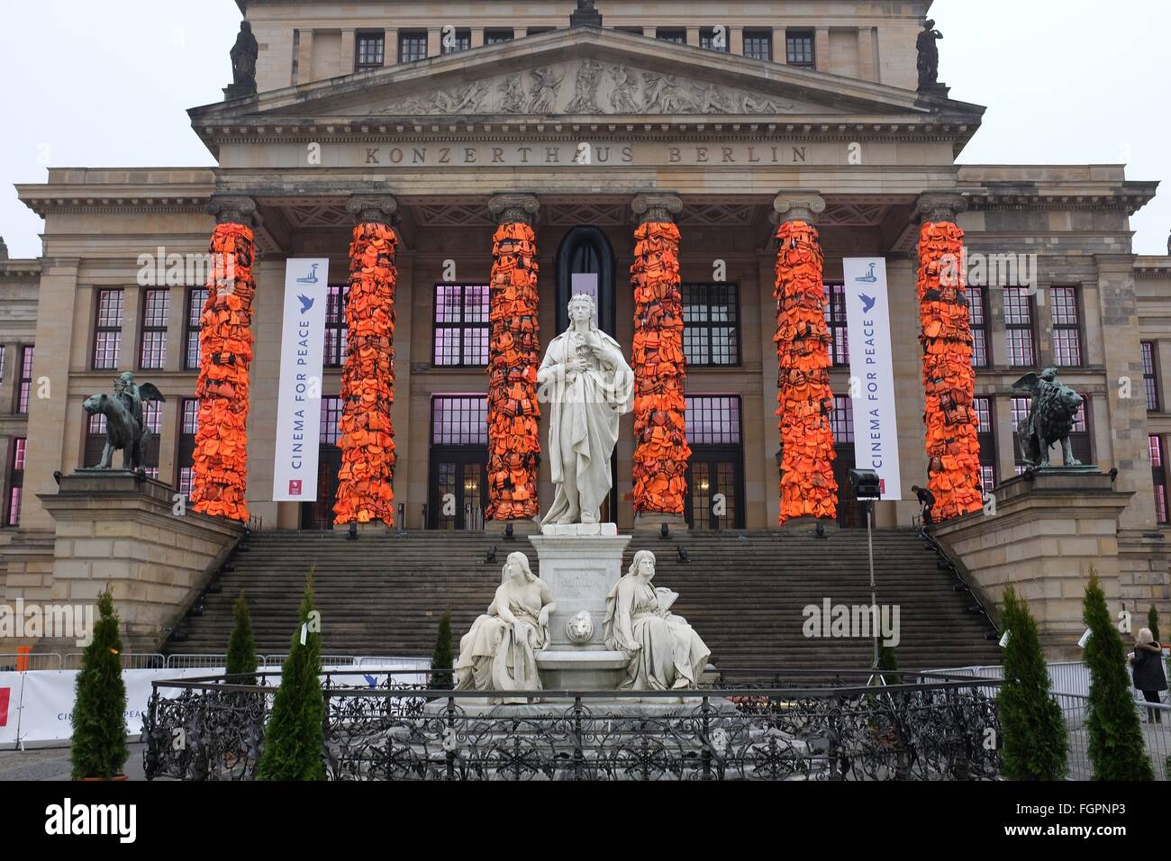 Art Installation With Dozens Of Orange Life Jacket By The Artist