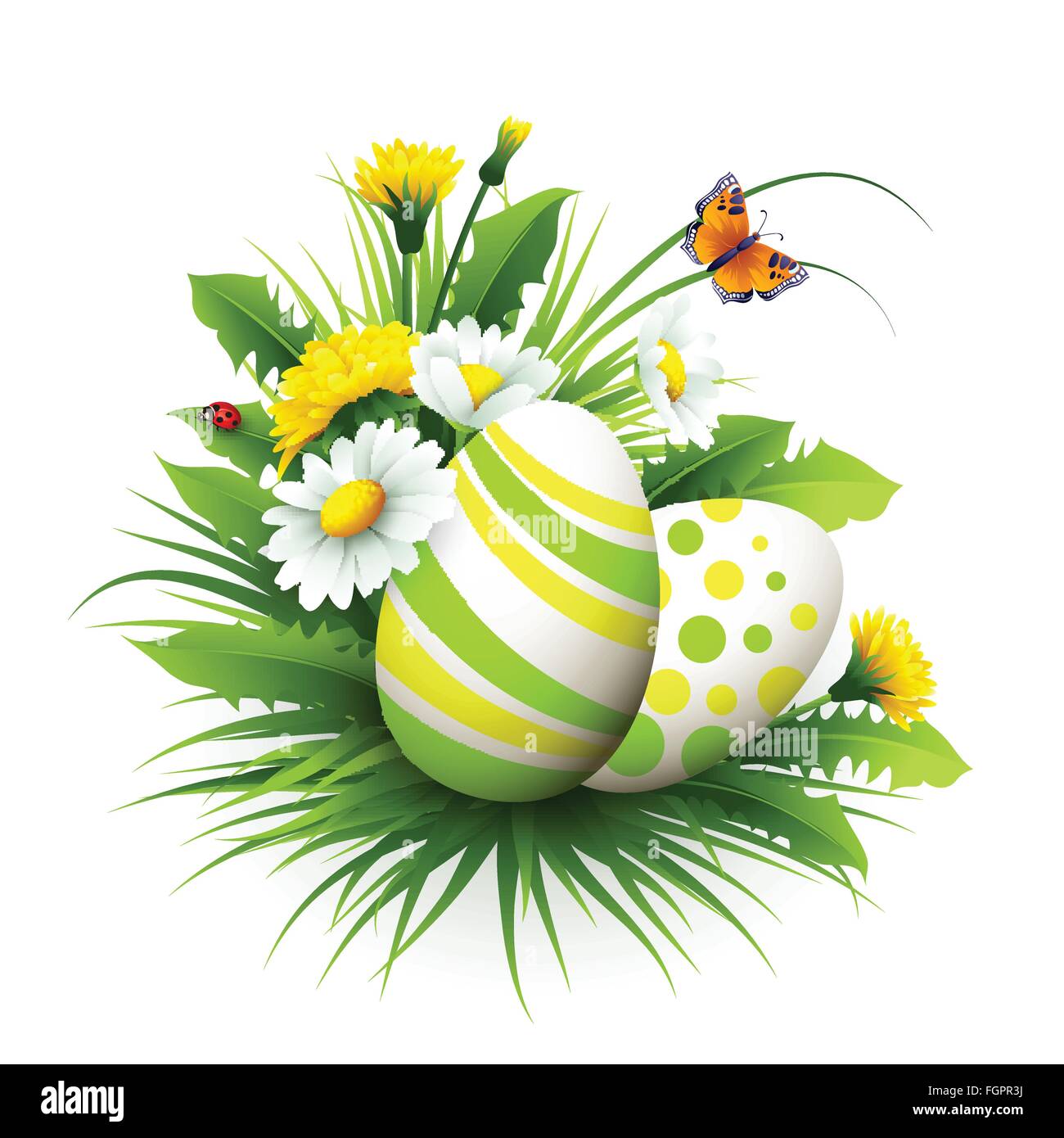 Easter card with eggs and flowers. Vector illustration Stock Vector ...