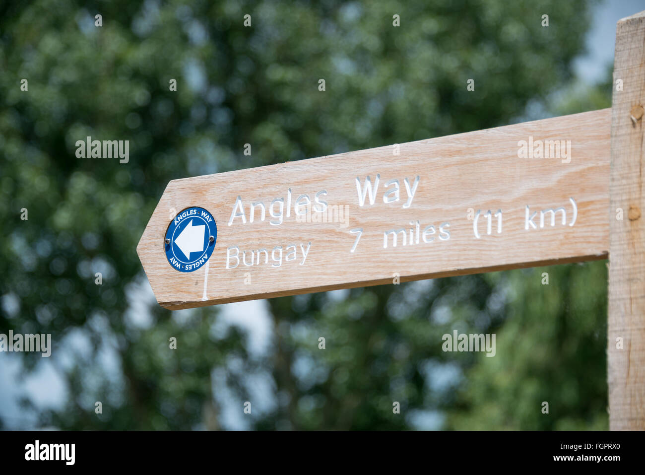 Angles Way sign, near Beccles in Suffolk Stock Photo
