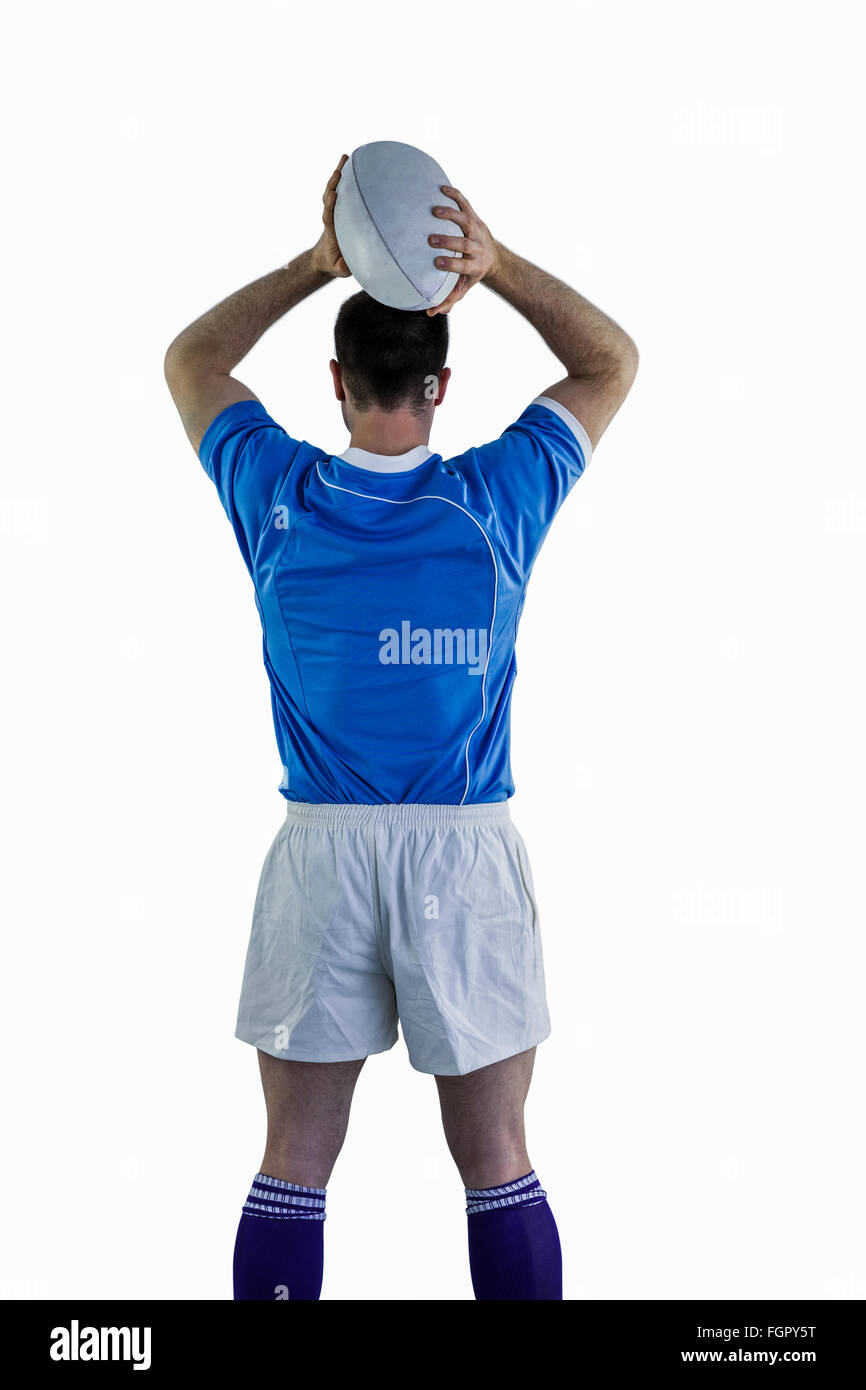 Rugby player about to throw a rugby ball Stock Photo Alamy