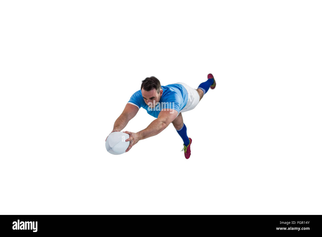 Rugby player scoring a try Stock Photo Alamy