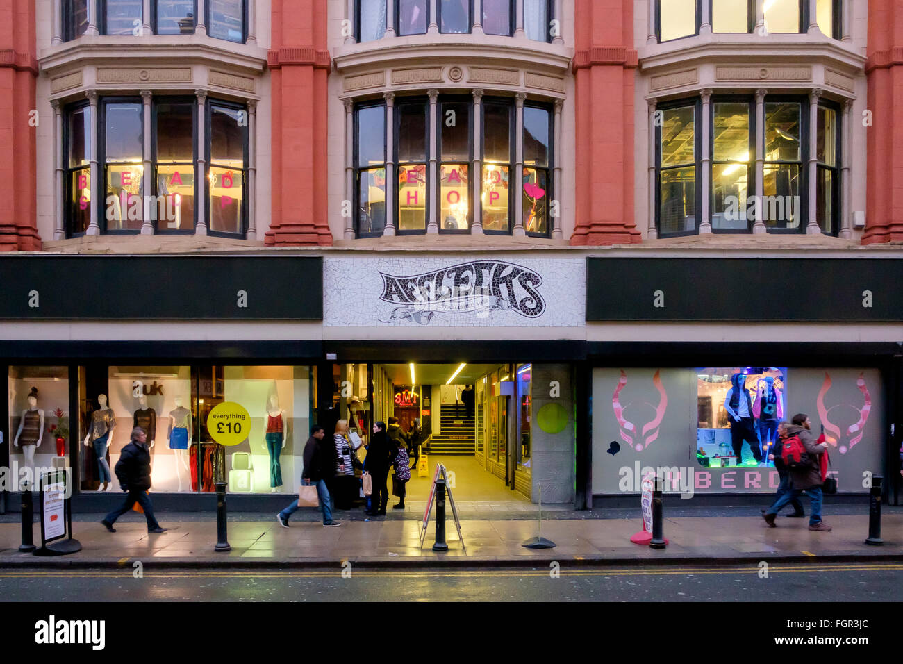 Manchester, UK: Afflecks is an alternative department store, an indoor market of stalls and small shops in the Northern Quarter Stock Photo